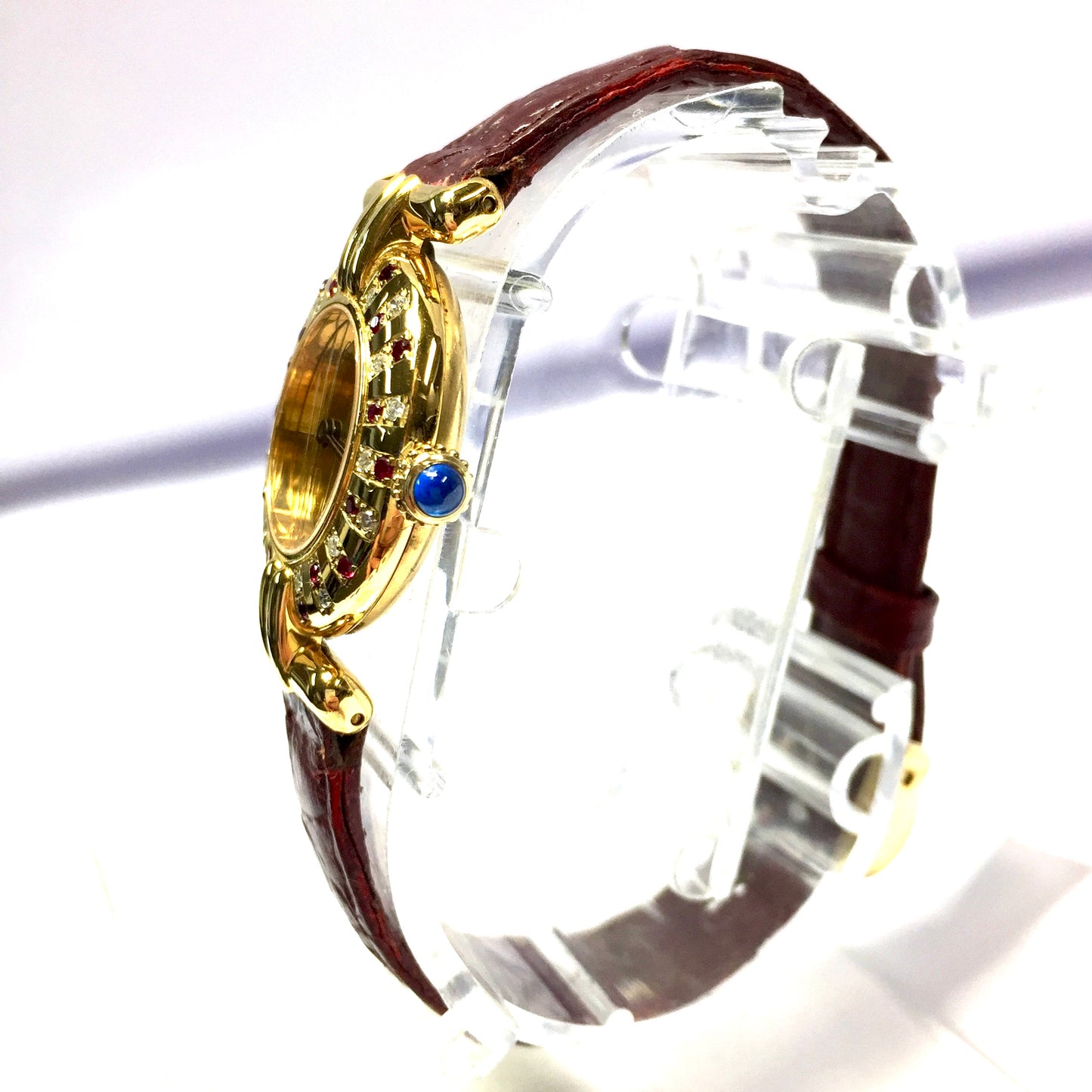 CARTIER Vermeil COLISEE Quartz 24mm GoldPlated DIAMONDS & RED RUBIES  Watch