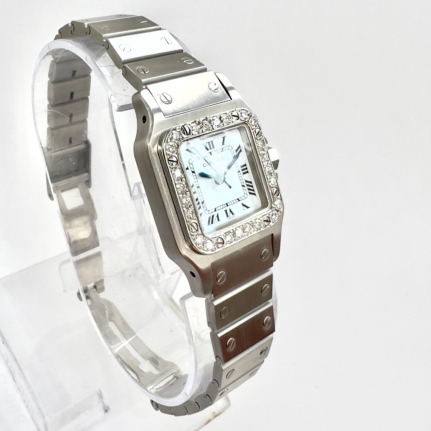 CARTIER SANTOS GALBEE 24mm Automatic Steel 0.69TCW Diamond Watch