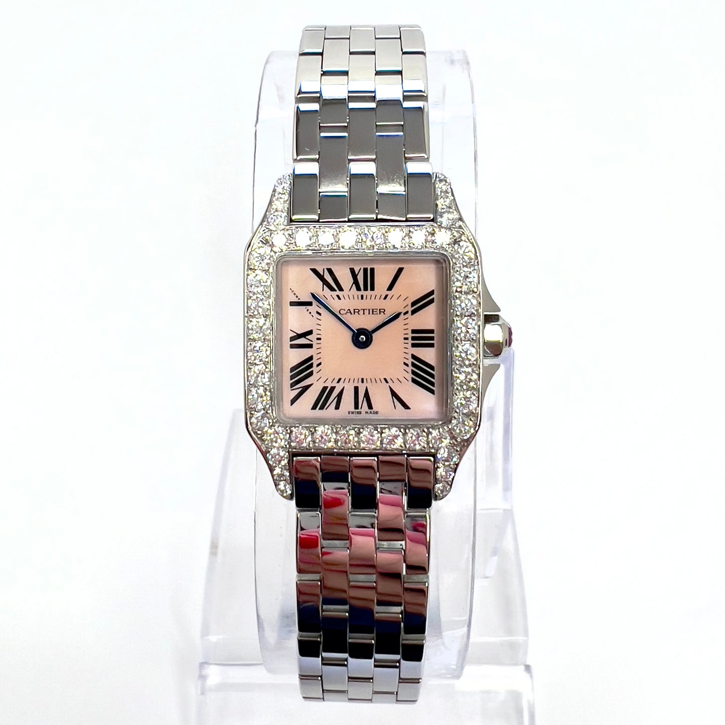 CARTIER SANTOS DEMOISELLE Steel 20mm Watch ~0.7TCW DIAMONDS
