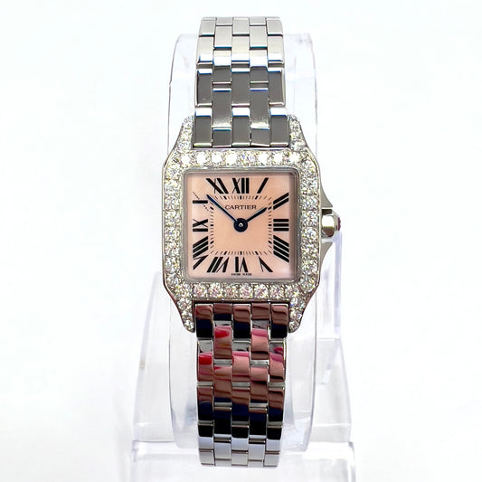 CARTIER SANTOS DEMOISELLE Quartz Steel 20mm Watch ~0.7TCW DIAMONDS