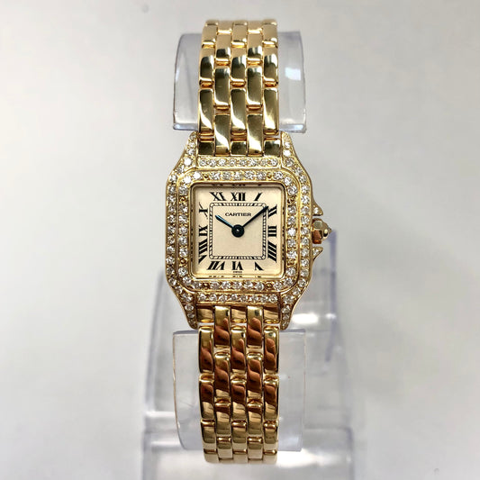 CARTIER PANTHERE Quartz 23mm 18K Yellow Gold ~1TCW DIAMOND Watch