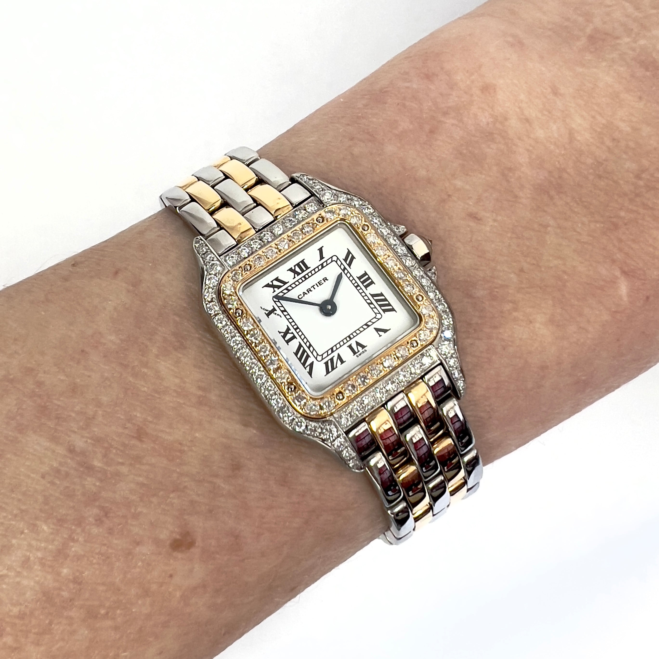 Cartier Panthere 22mm Quartz 18K Gold Steel Diamond Watch