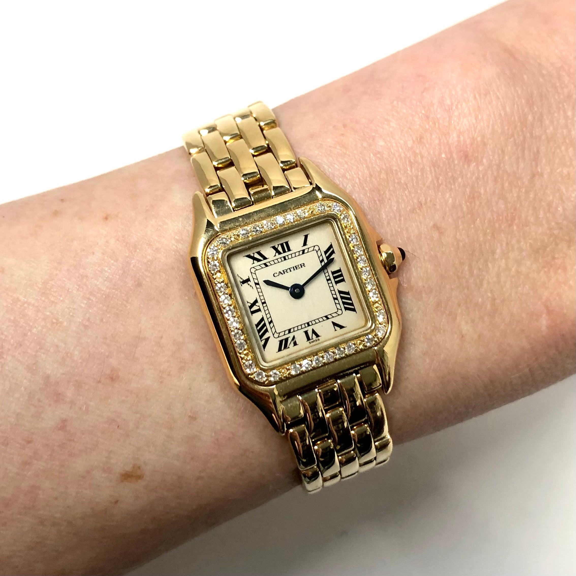 CARTIER PANTHERE Quartz 23mm 18K Yellow Gold 0.32TCW DIAMOND Watch