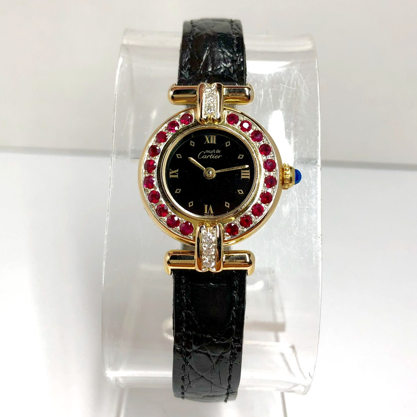 CARTIER COLISÈE Quartz 24mm GoldPlated Silver DIAMONDS & RED RUBIES Watch