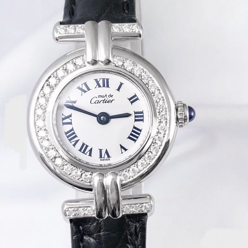 CARTIER VERMEIL COLISÈE Quartz 24mm Silver Diamond Watch