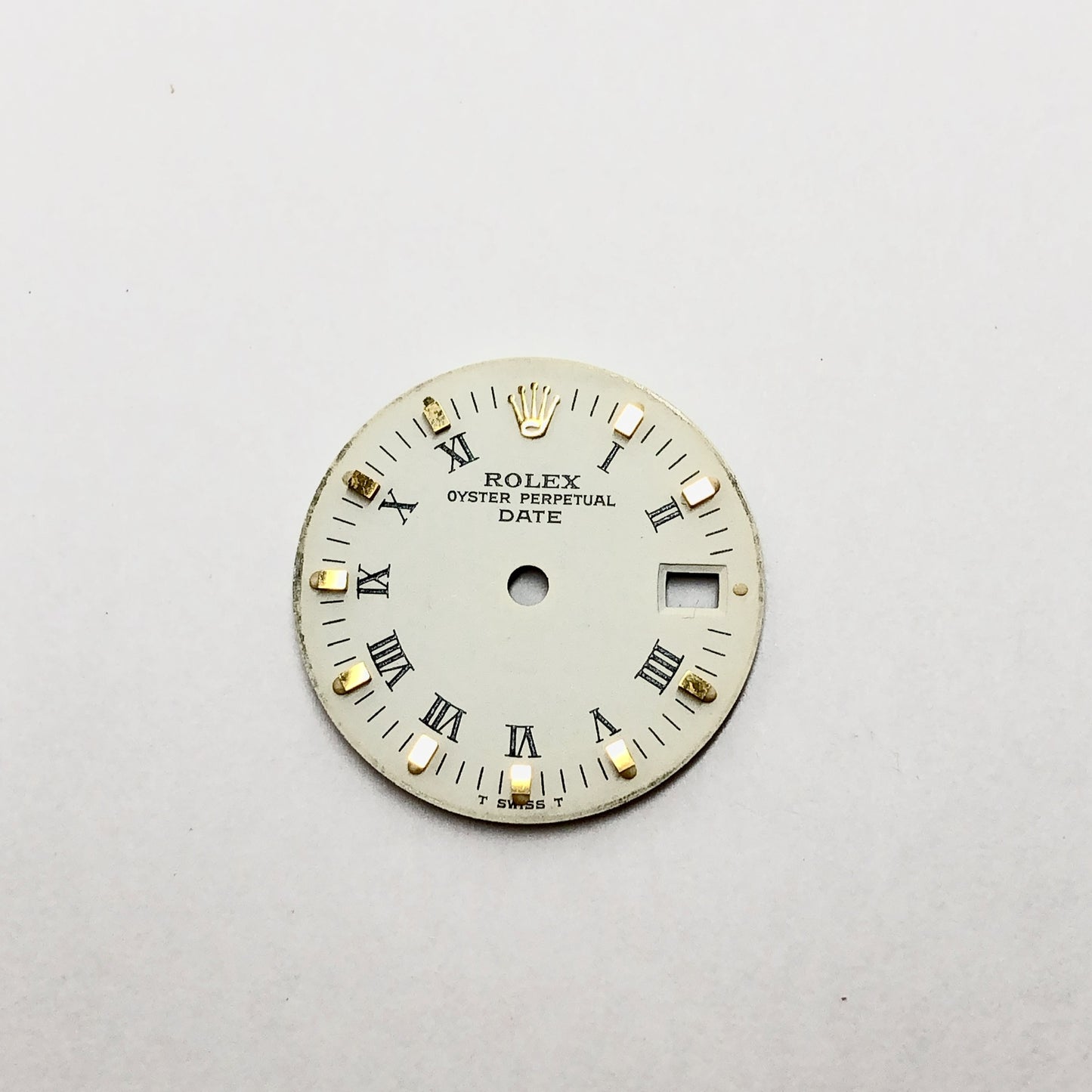 ROLEX Date 12.8mm White Color Gold Hour Markers Roman Numerals DIAL