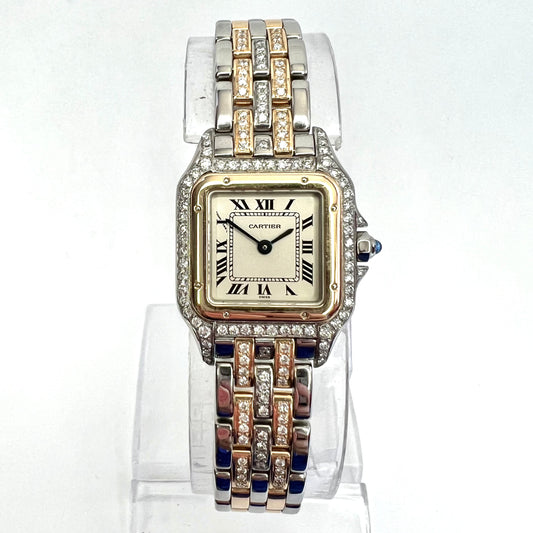 CARTIER PANTHERE Quartz 23mm 2 Row Gold 1.2TCW Diamond Watch