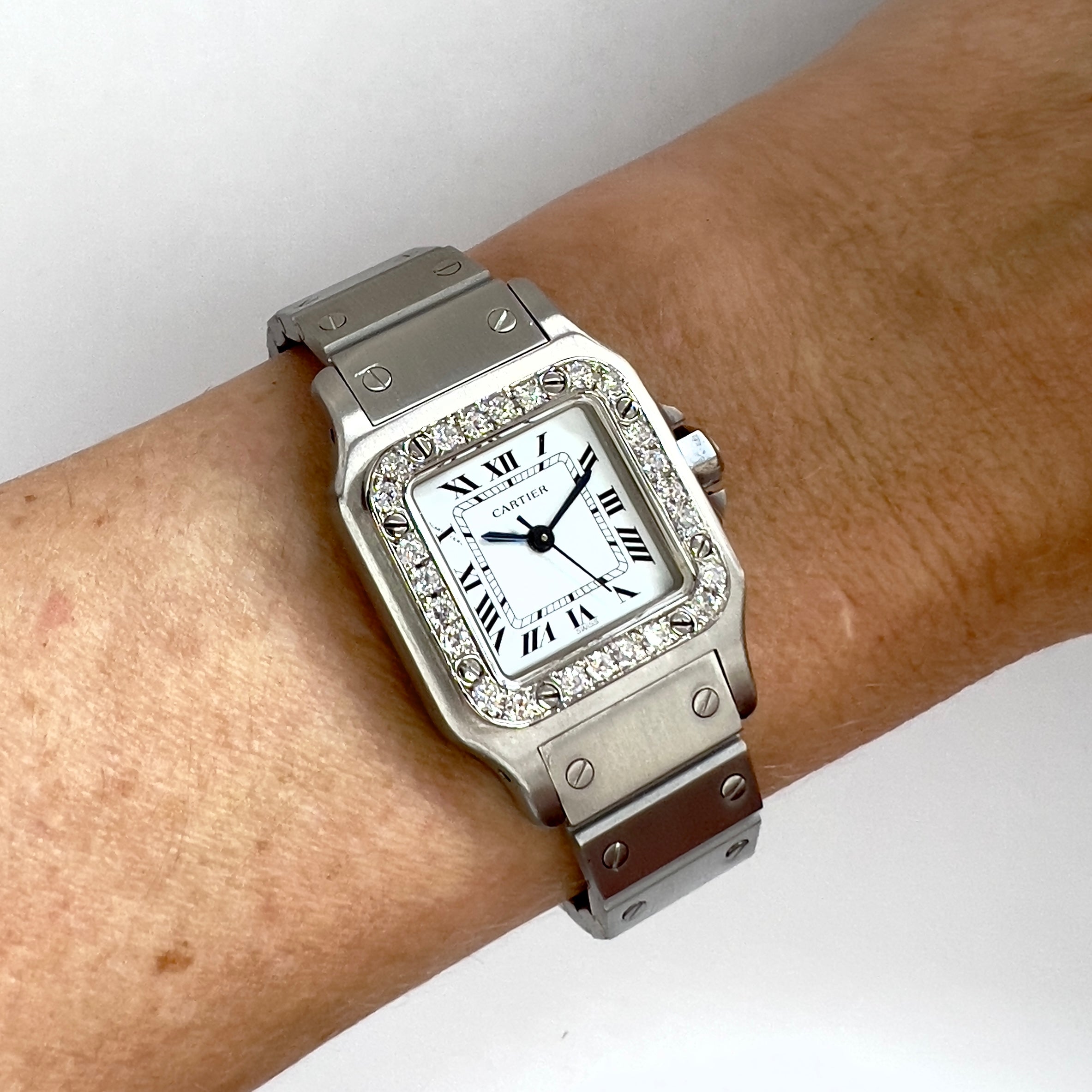 CARTIER SANTOS GALBEE 24mm Automatic Steel 0.69TCW Diamond Watch