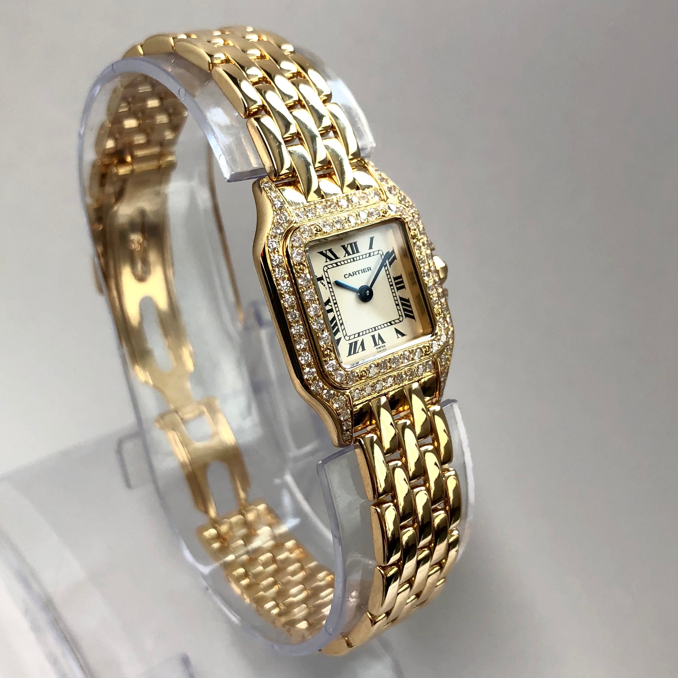 CARTIER PANTHERE Quartz 23mm 18K Yellow Gold ~1TCW DIAMOND Watch ...