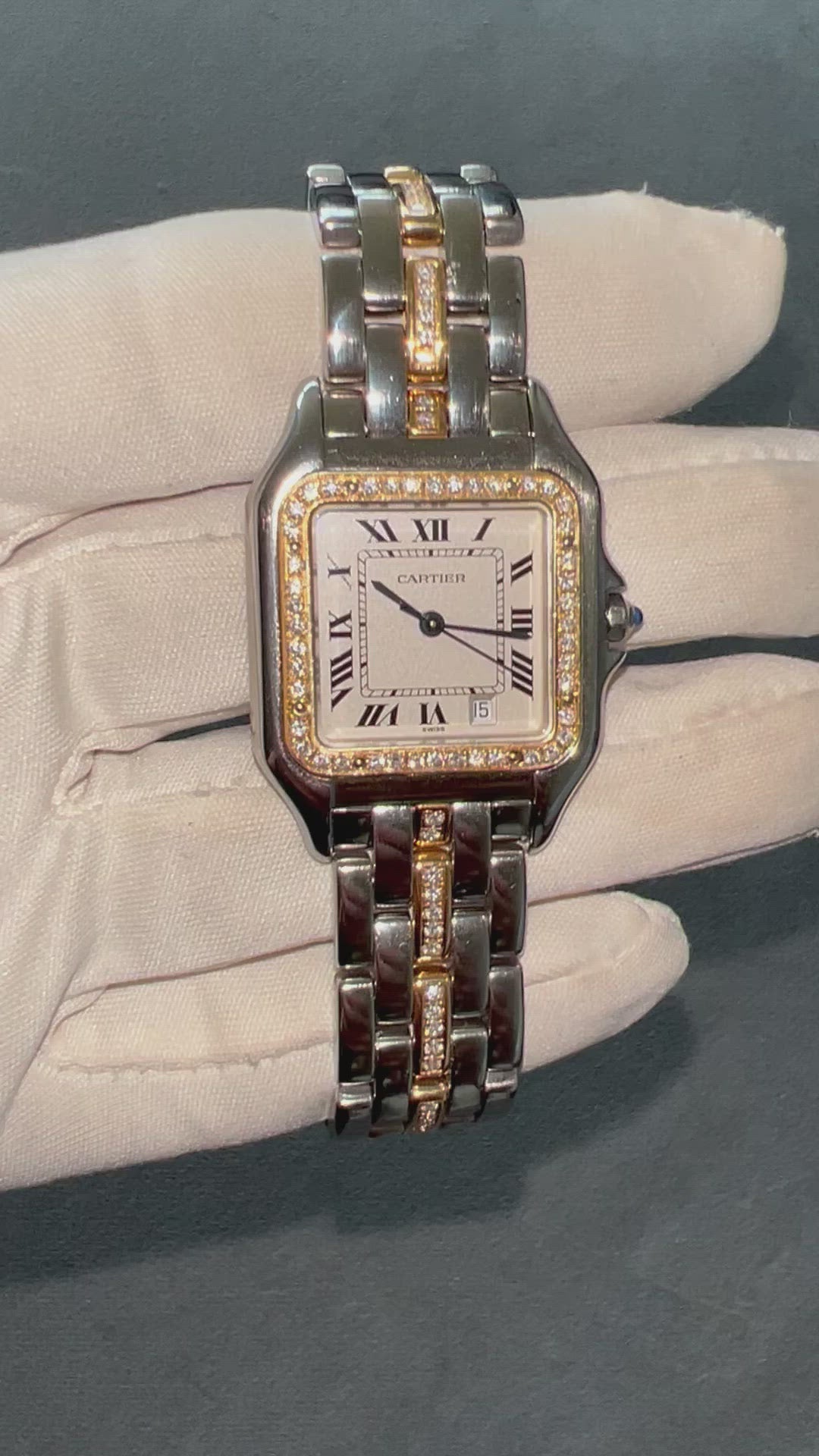 CARTIER PANTHERE Quartz 27mm 1 Row Gold 0.78TCW Diamond Watch