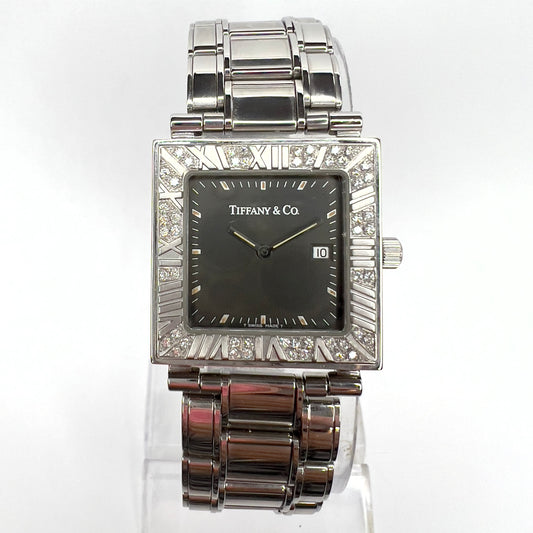 TIFFANY & CO. ATLAS Quartz Date 28mm Steel 0,50TCW DIAMONDS Watch