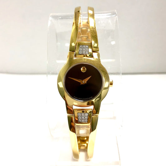 MOVADO AMOROSA Quartz 24mm Gold-Plated FACTORY DIAMONDS Watch