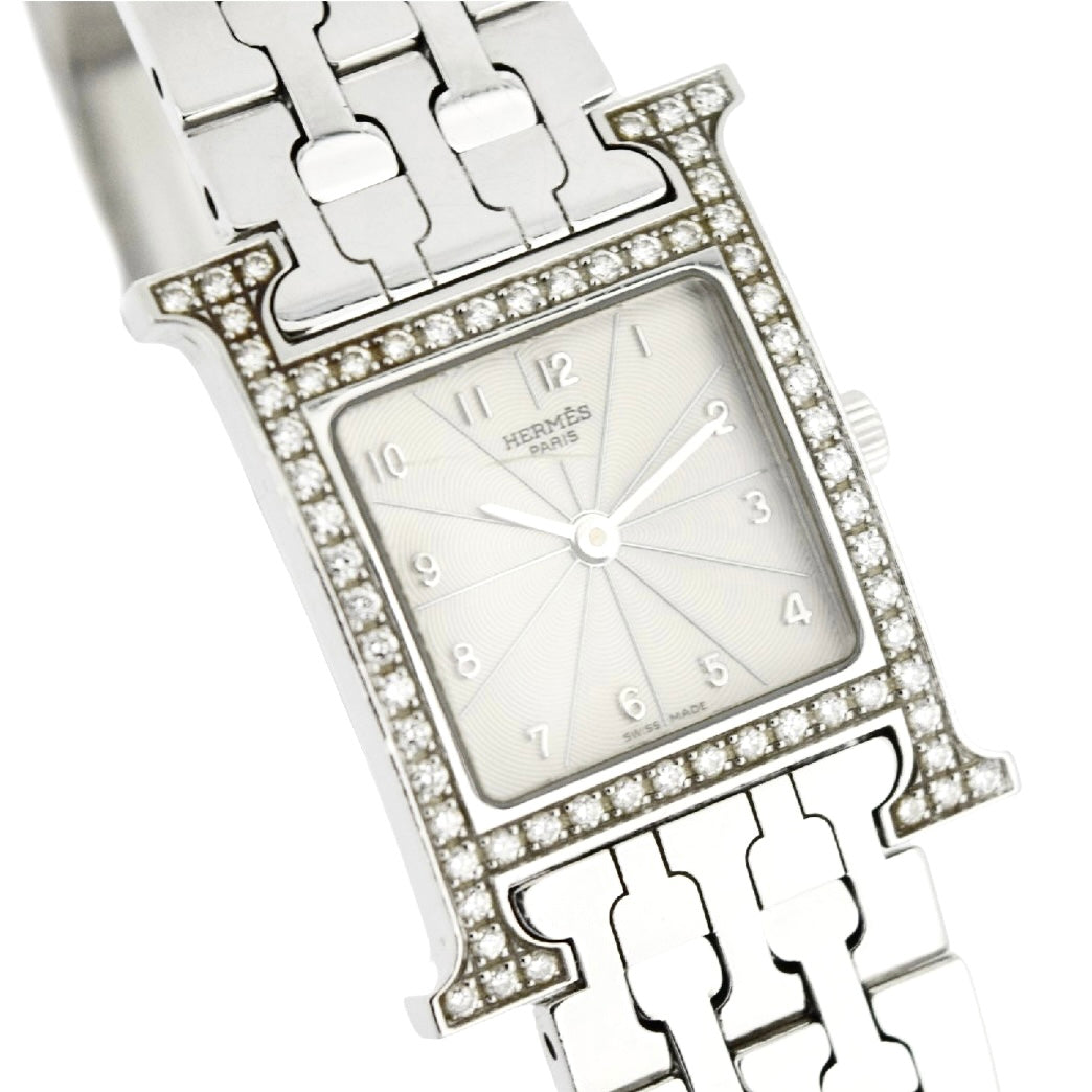 HERMÈS HEURE H 25mm Steel 0.91TCW DIAMOND Watch