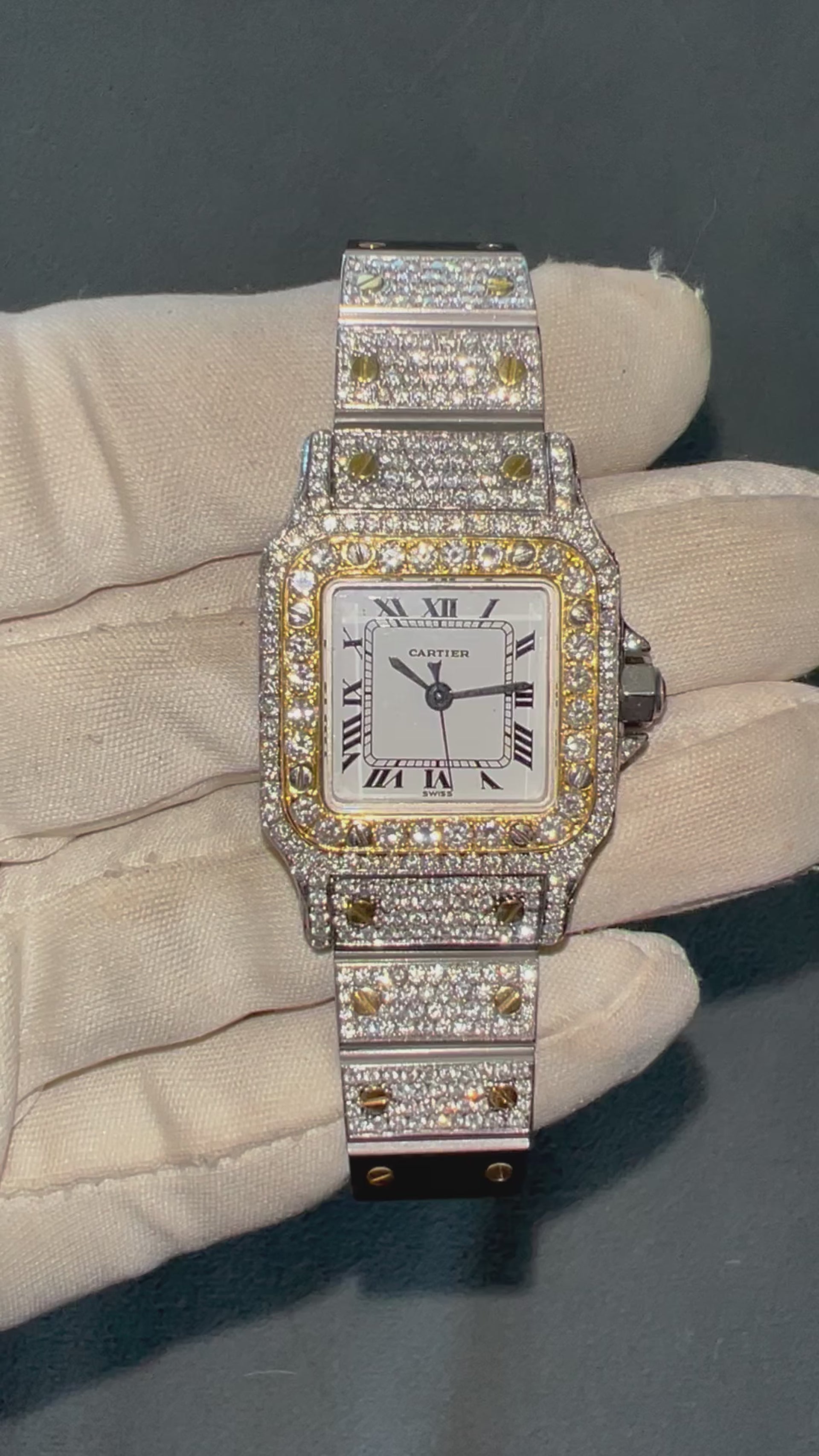 CARTIER SANTOS GALBEE 24mm Automatic 2 Tone 4.08TCW Diamond