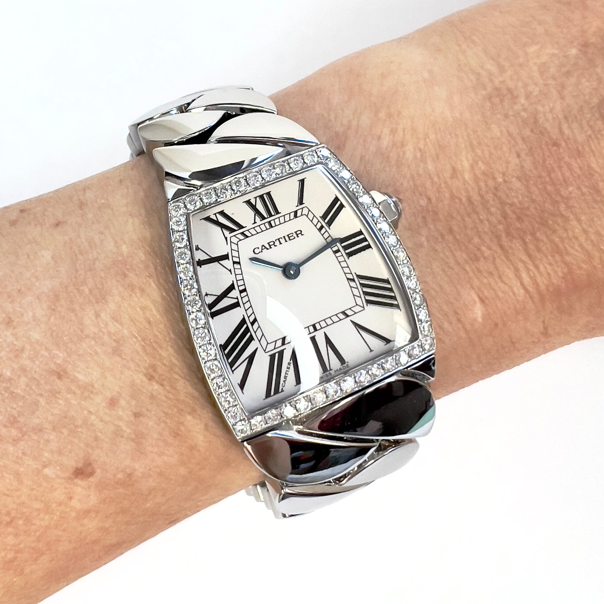 CARTIER LA DONA Quartz 28mm Steel 1.5TCW Diamond Watch NATILUXIA