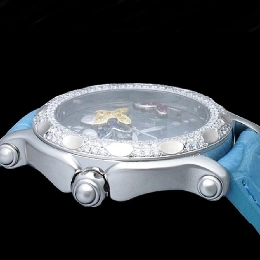 CHOPARD HAPPY SPORT Quartz 31mm Steel Floating Fishes & Diamond Bezel Watch