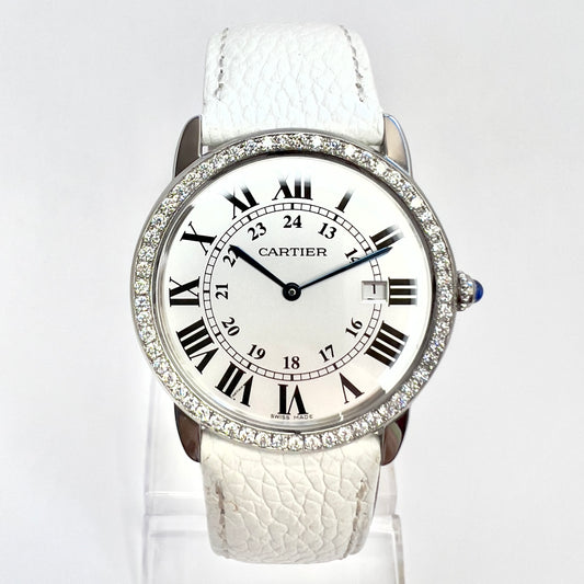 CARTIER RONDE SOLO Date 36mm Quartz Steel 1TCW DIAMOND Watch