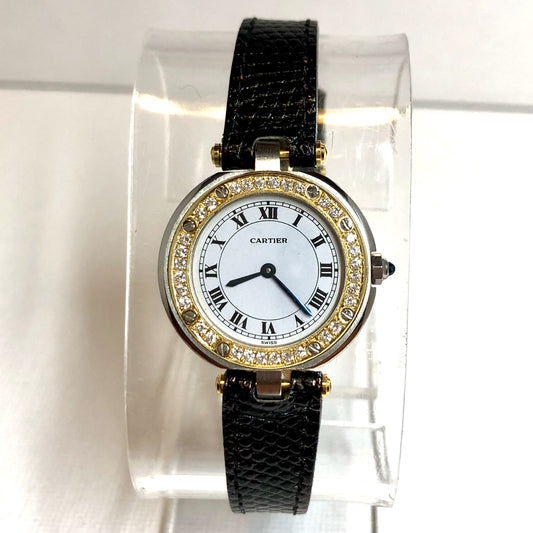 CARTIER SANTOS Quartz 27mm 2 Tone 0.39TCW DIAMOND Watch 