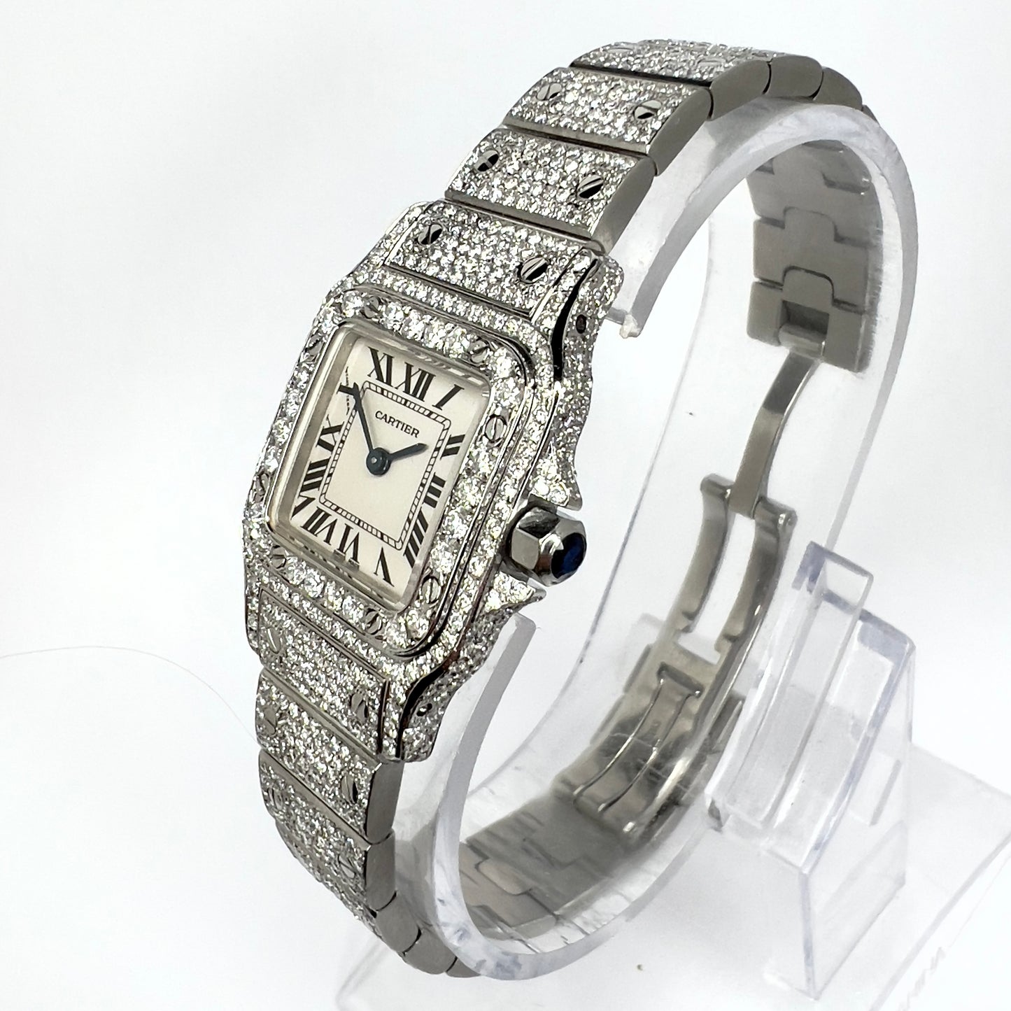 CARTIER SANTOS GALBEE 24mm Quartz Steel 6.36TCW Diamond Watch