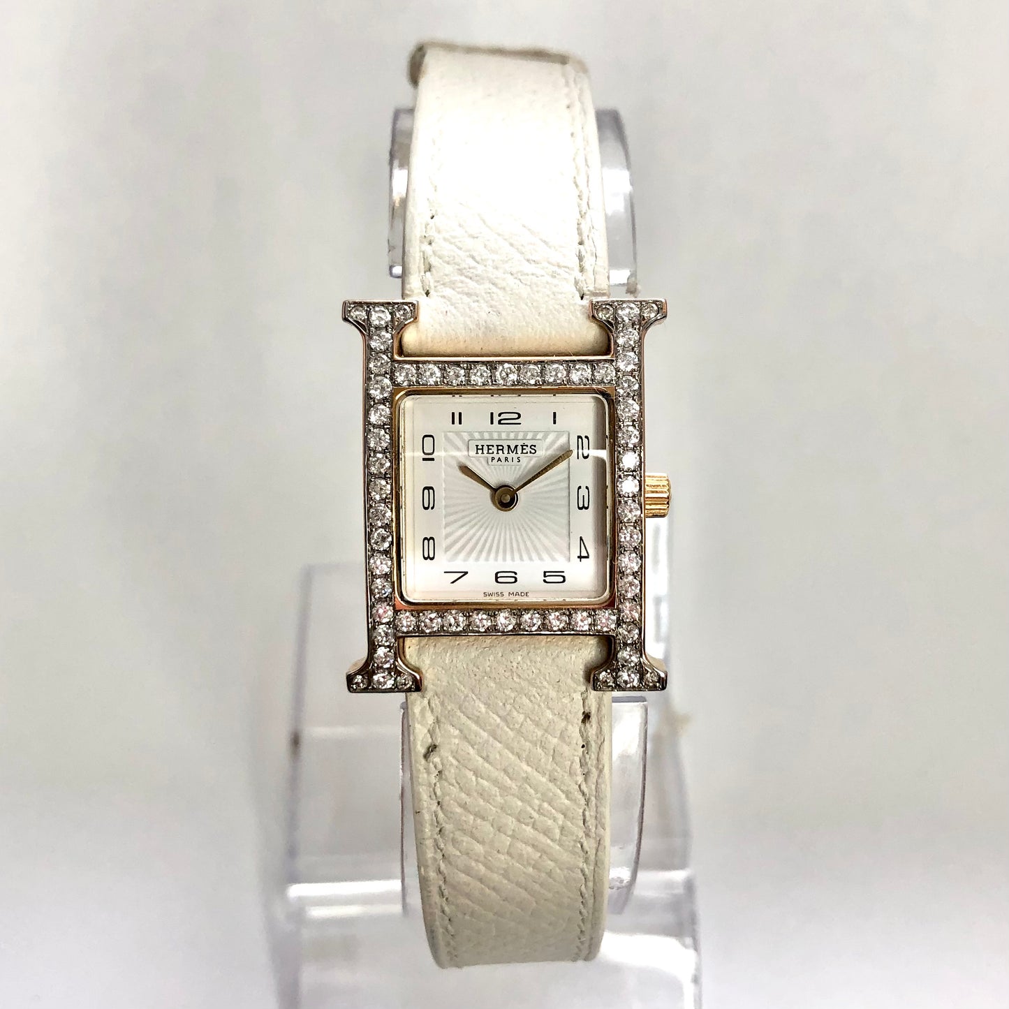 HERMÈS HEURE H 25mm Two Tone 0.91TCW DIAMOND Watch NEW Model