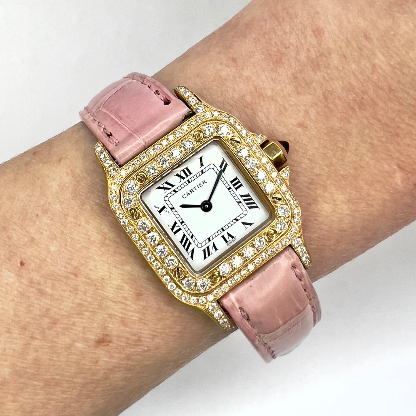 CARTIER SANTOS GALBEE Quartz 24mm 18K Yellow Gold 1.06TCW DIAMOND Watch