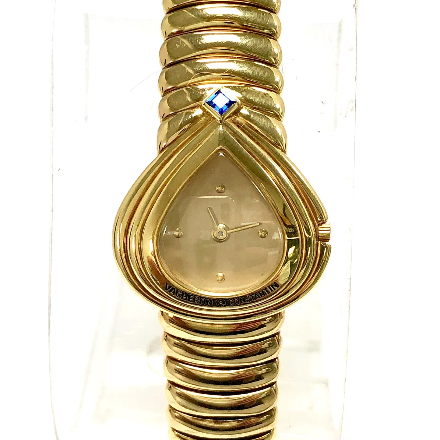 VACHERON CONSTANTIN Quartz 25mm 18K Yellow Gold Blue Sapphire Accent Watch