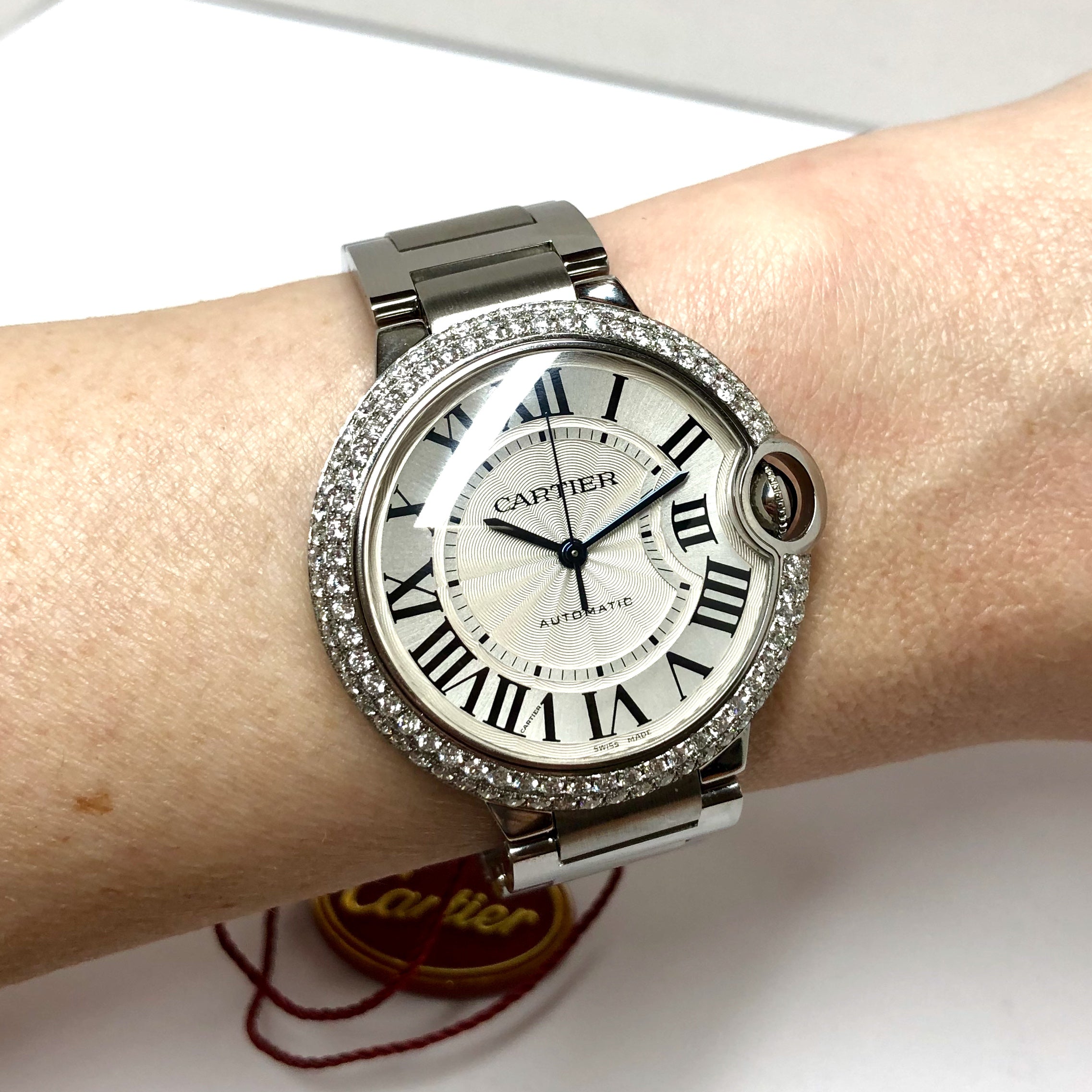 Cartier ballon bleu 36mm diamond outlet bezel