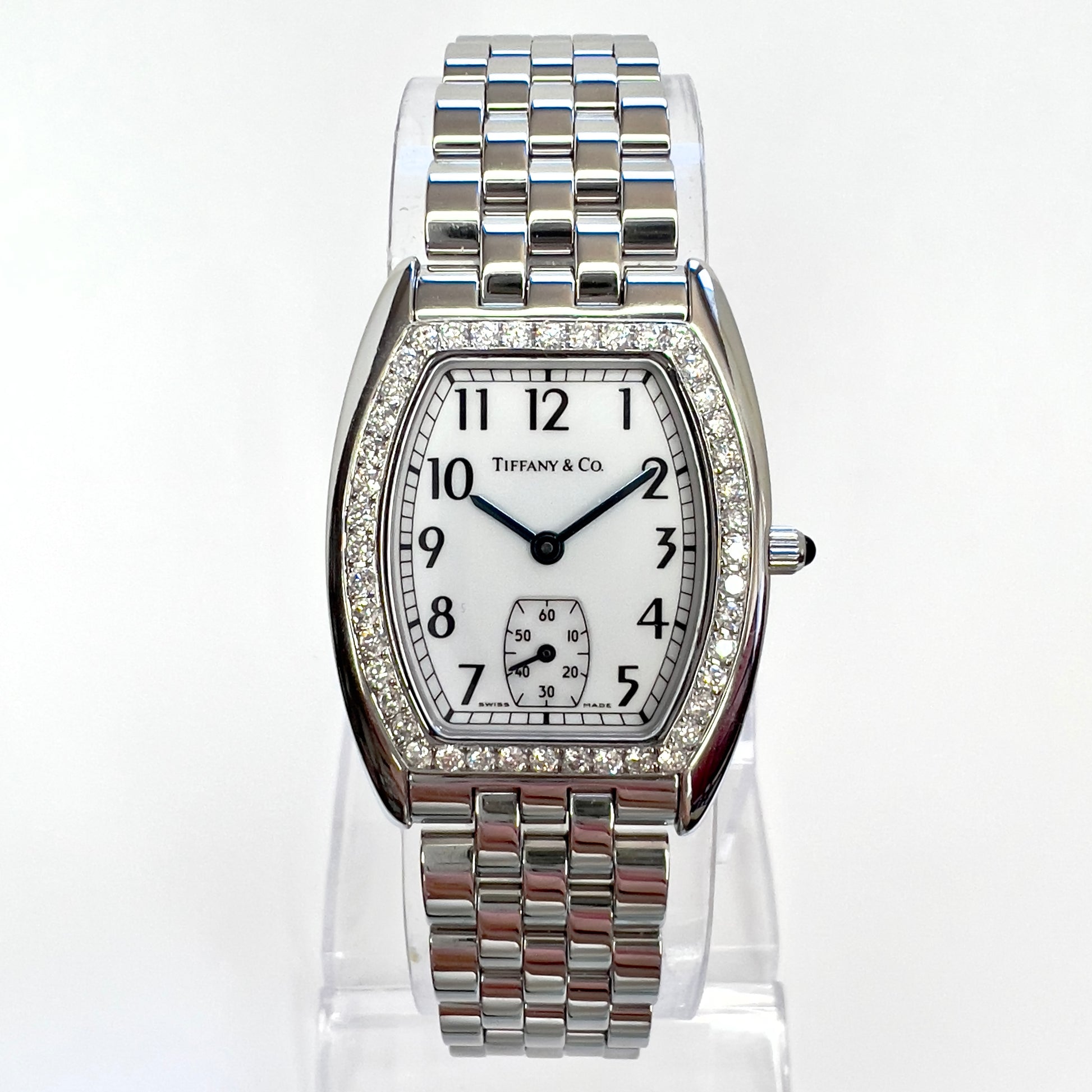 TIFFANY Tourneau Quartz 30mm Steel DIAMOND Watch
