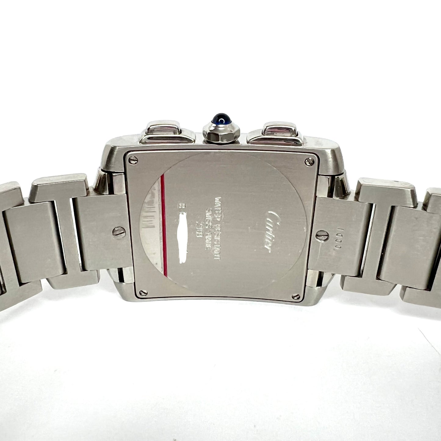 CARTIER TANK FRANCAISE Chronograph Quartz 28mm Steel ~1TCW DIAMOND Watch