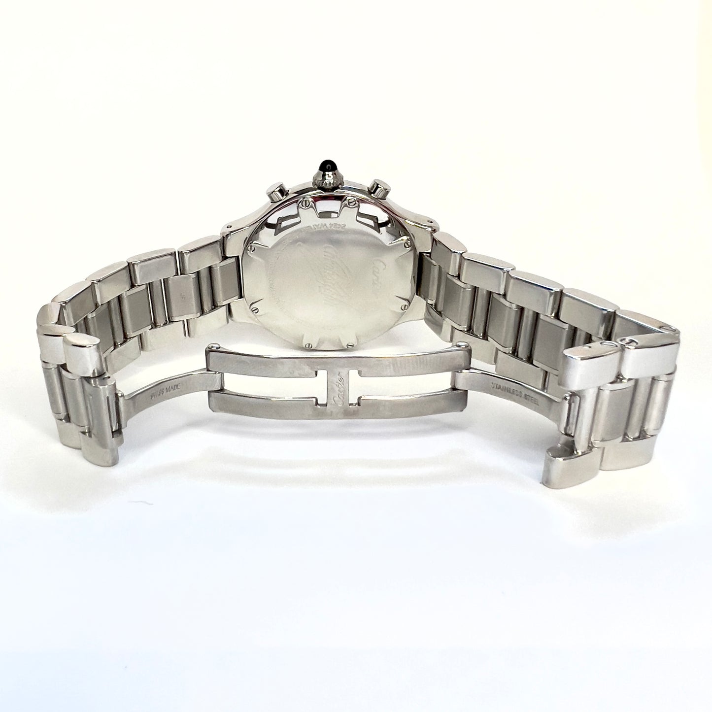 CARTIER Chronoscaph 21 Quartz Steel 38mm 3.10TCW Diamond Watch