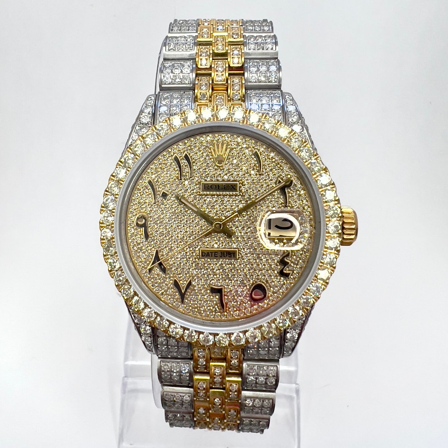 ROLEX Oyster Perpetual DATEJUST Automatic 36mm 2 Tone Full Diamond Watch