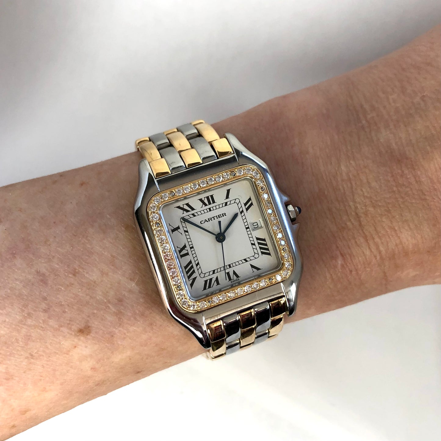 CARTIER PANTHERE 29mm 3 Row Gold 0.55TCW DIAMOND Watch