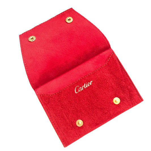 CARTIER Red Faux Suede Jewelry Pouch 4.35 x 3.25 inches