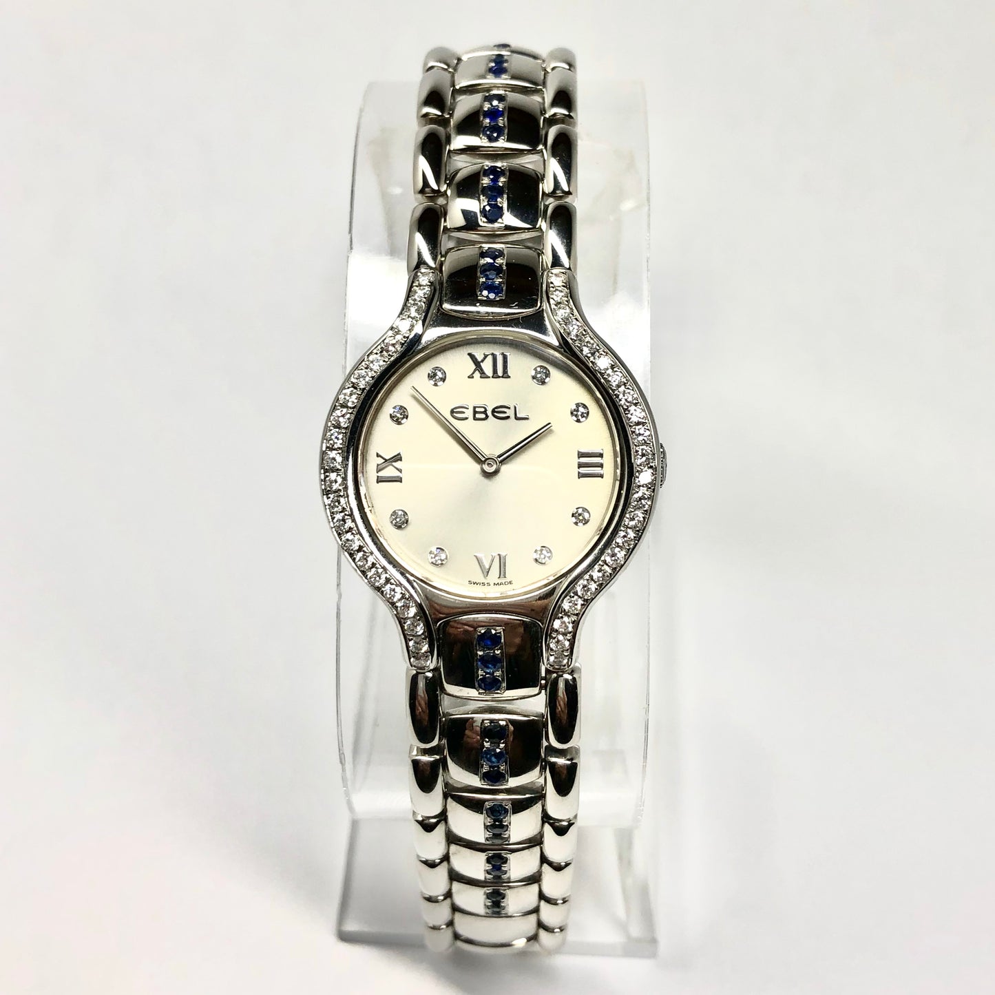 EBEL BELUGA Quartz 26mm Steel Diamonds & Blue Sapphires Watch