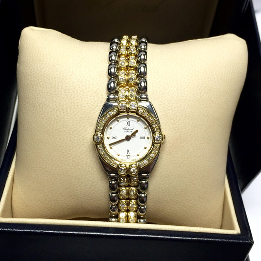 CHOPARD GSTAAD Quartz 24mm 2 Tone ~3TCW DIAMOND Watch