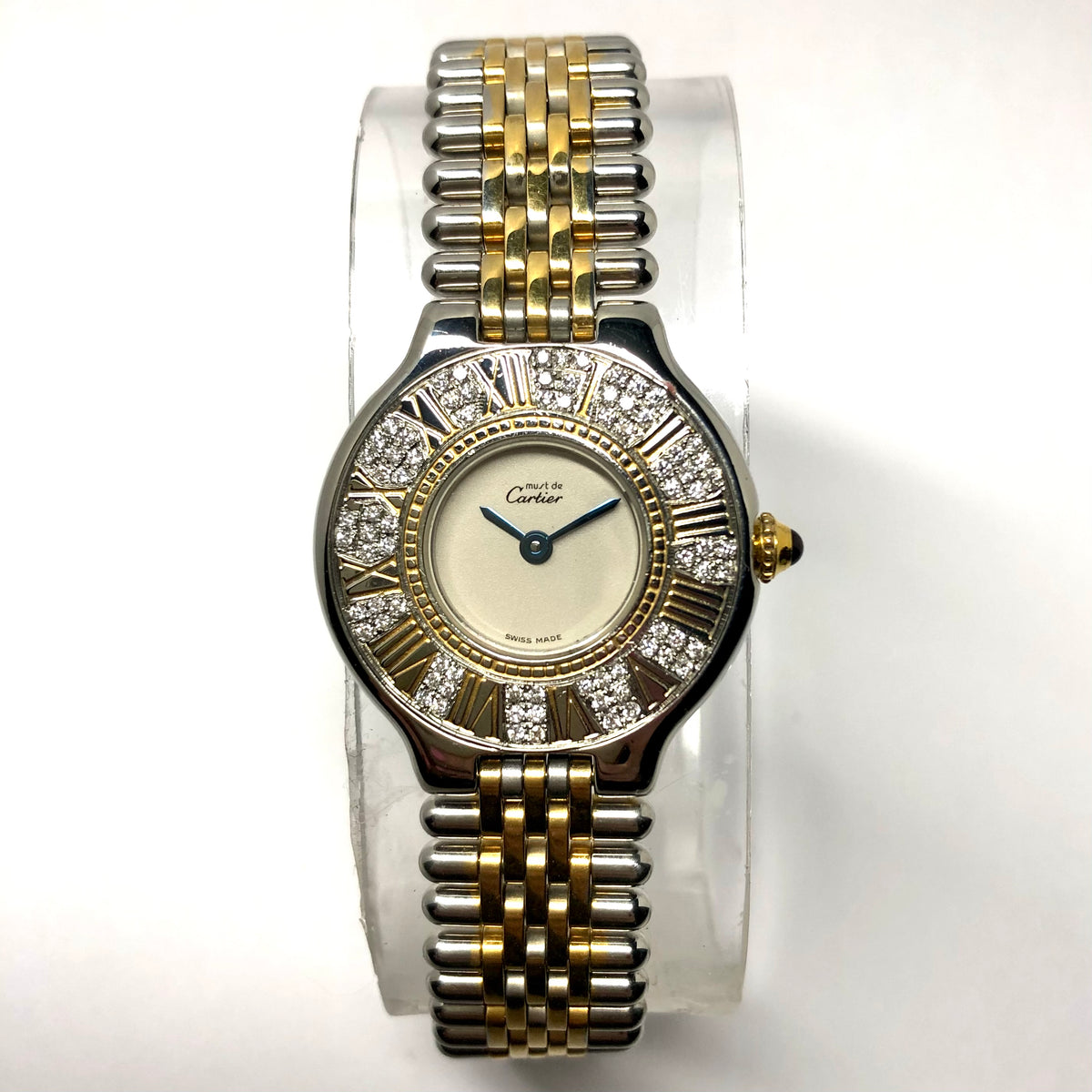 Cartier Must De Cartier 28mm 18k Gold Watch CARTIER MUST 21 Quartz 28mm 2 Tone Watch 0.40TCW Diamonds  main image 4