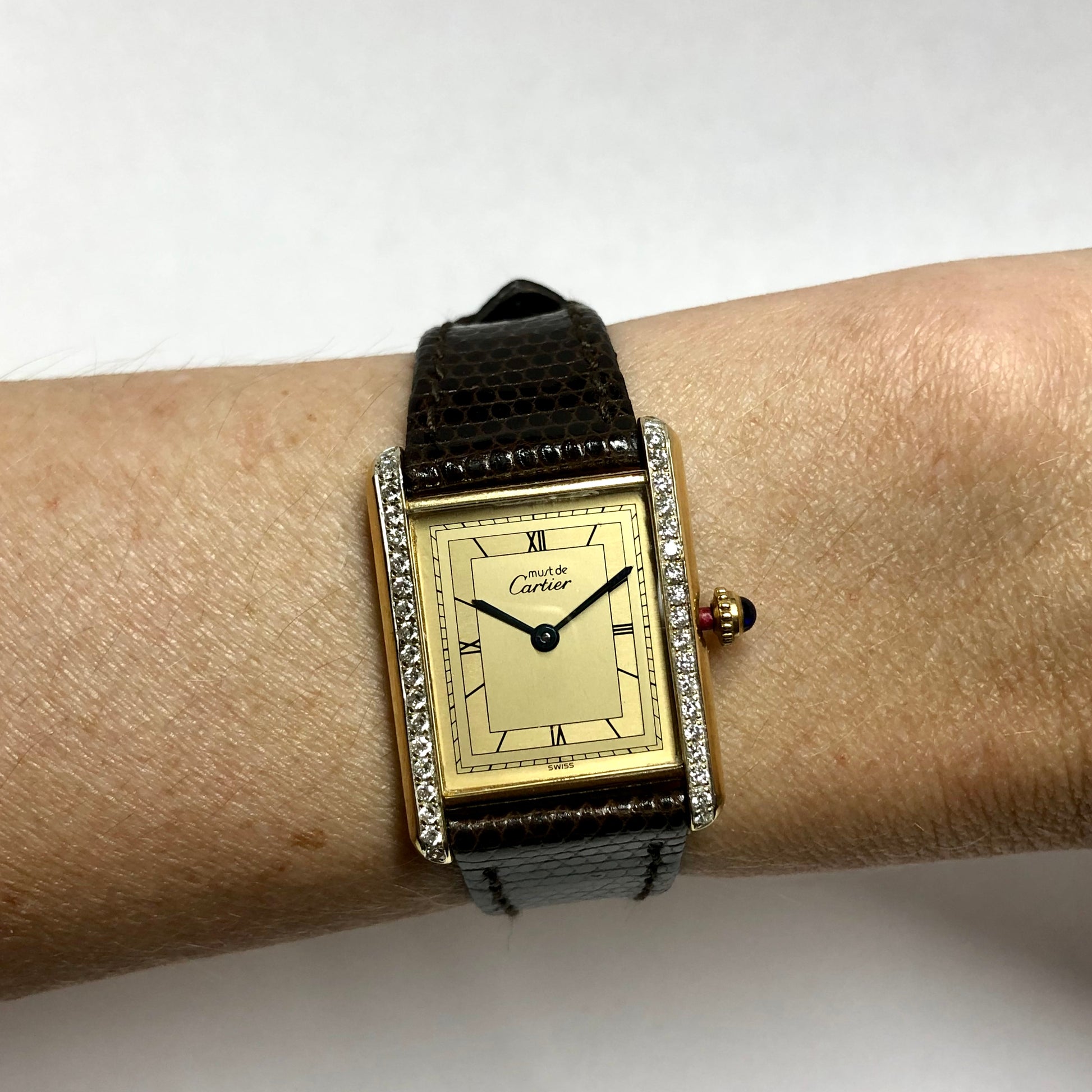Gold Plated Cartier Tank 925 Silber CARTIER TANK Quartz 24mm Gold