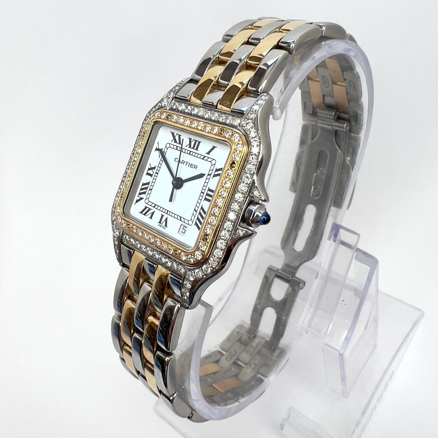 CARTIER PANTHERE 27mm 2 Row Gold Quartz ~1.16TCW DIAMOND Watch