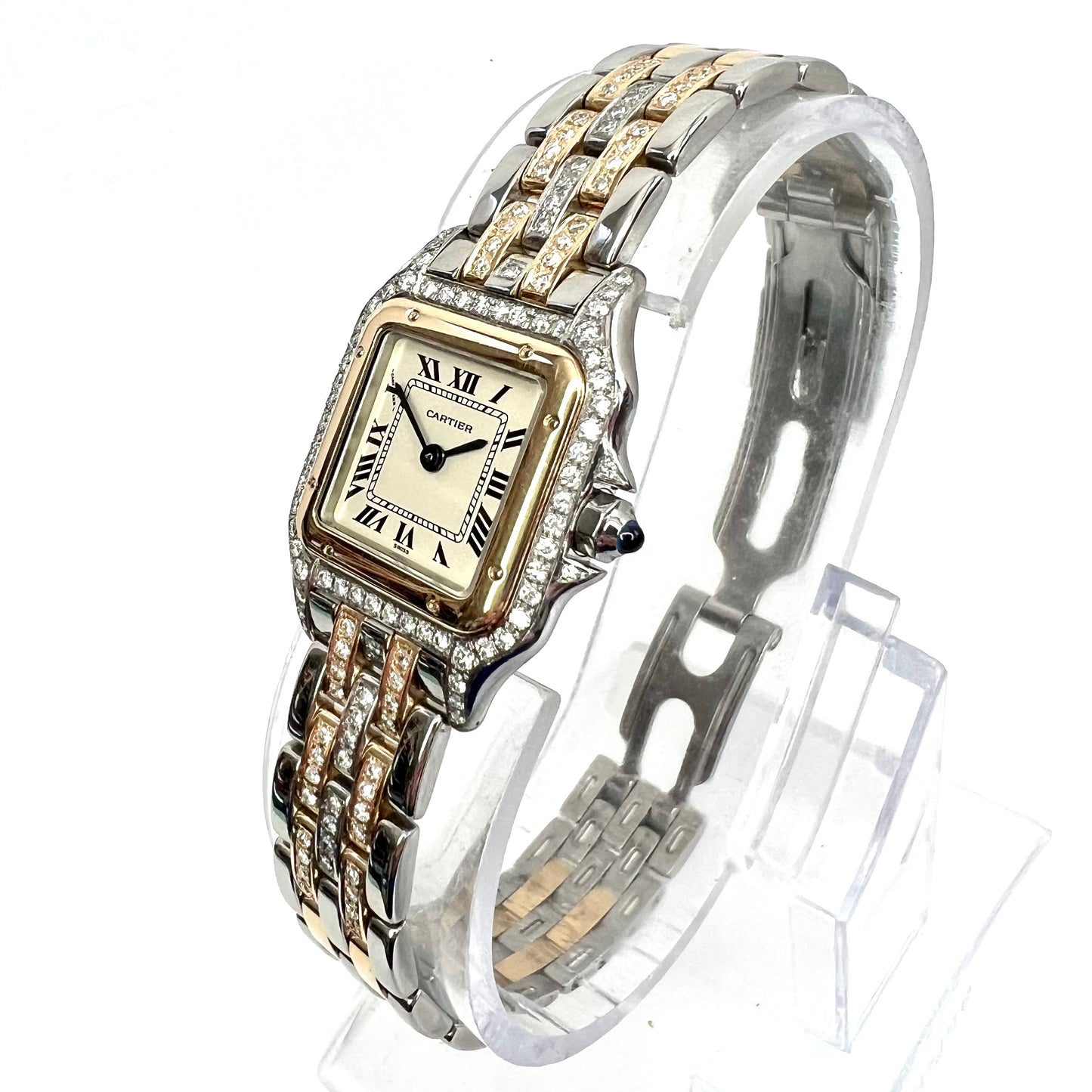 CARTIER PANTHERE Quartz 23mm 2 Row Gold 1.2TCW Diamond Watch