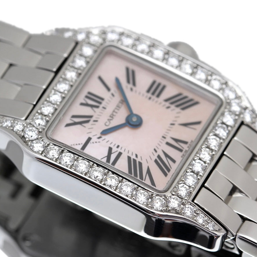 CARTIER SANTOS DEMOISELLE Steel 20mm Watch ~0.7TCW DIAMONDS