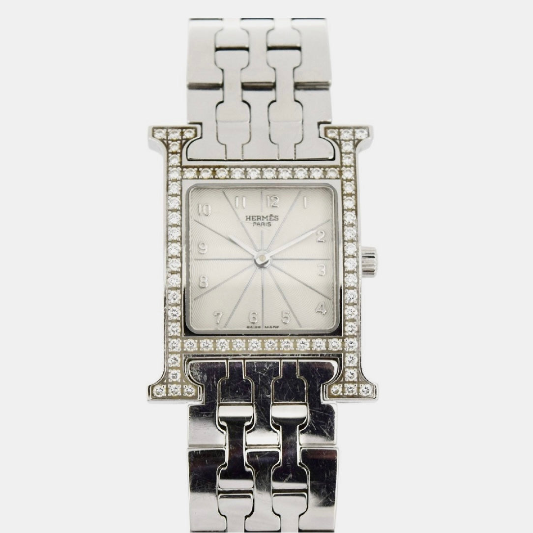 HERMÈS HEURE H 25mm Steel 0.91TCW DIAMOND Watch