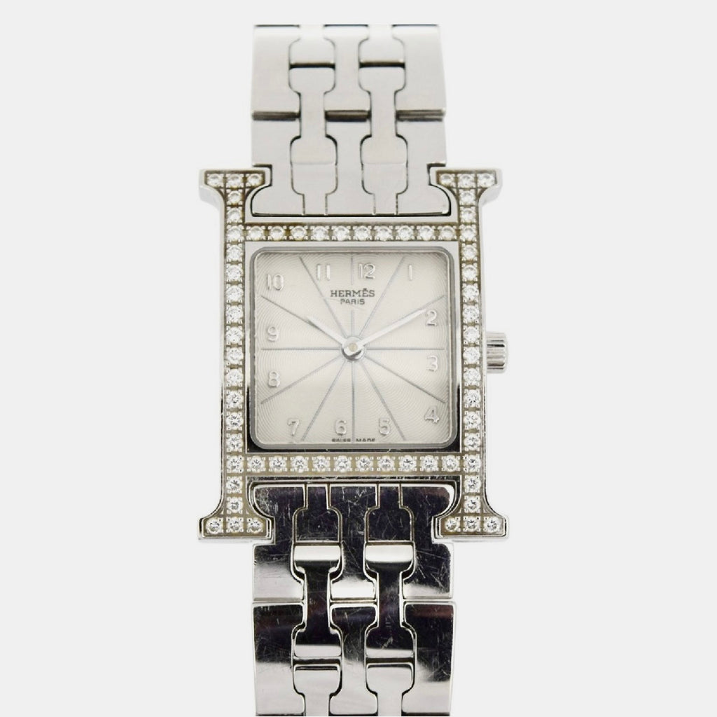 Hermes Heure H 25mm Diamond Watch Obsidian