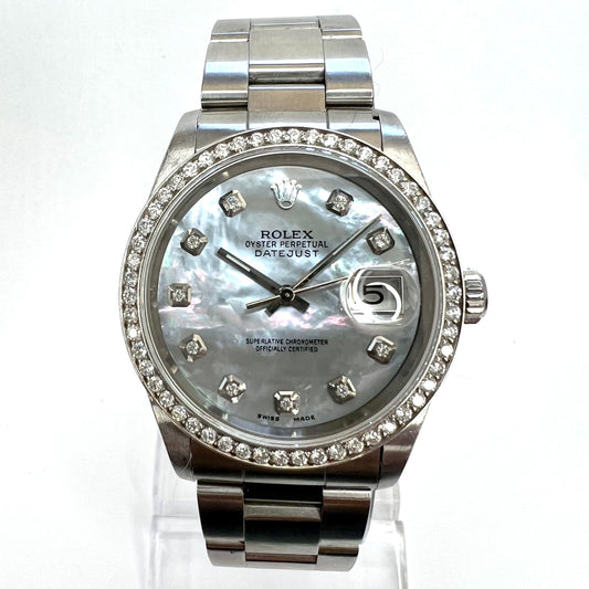 ROLEX Oyster Perpetual DATEJUST Automatic 36mm Steel Diamond Watch