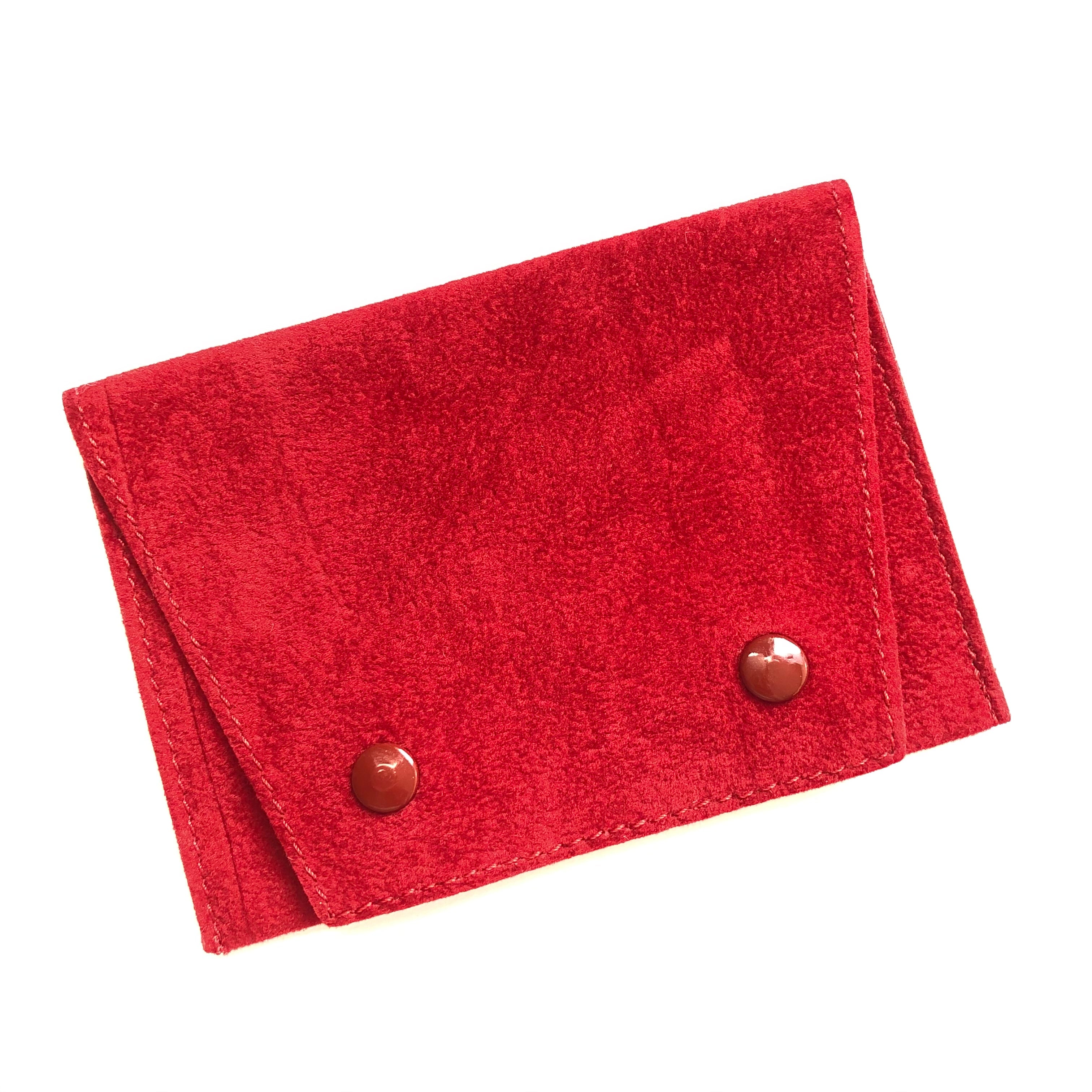 CARTIER Red Faux Suede Jewelry Pouch 4.35 x 3.25 inches NATILUXIA