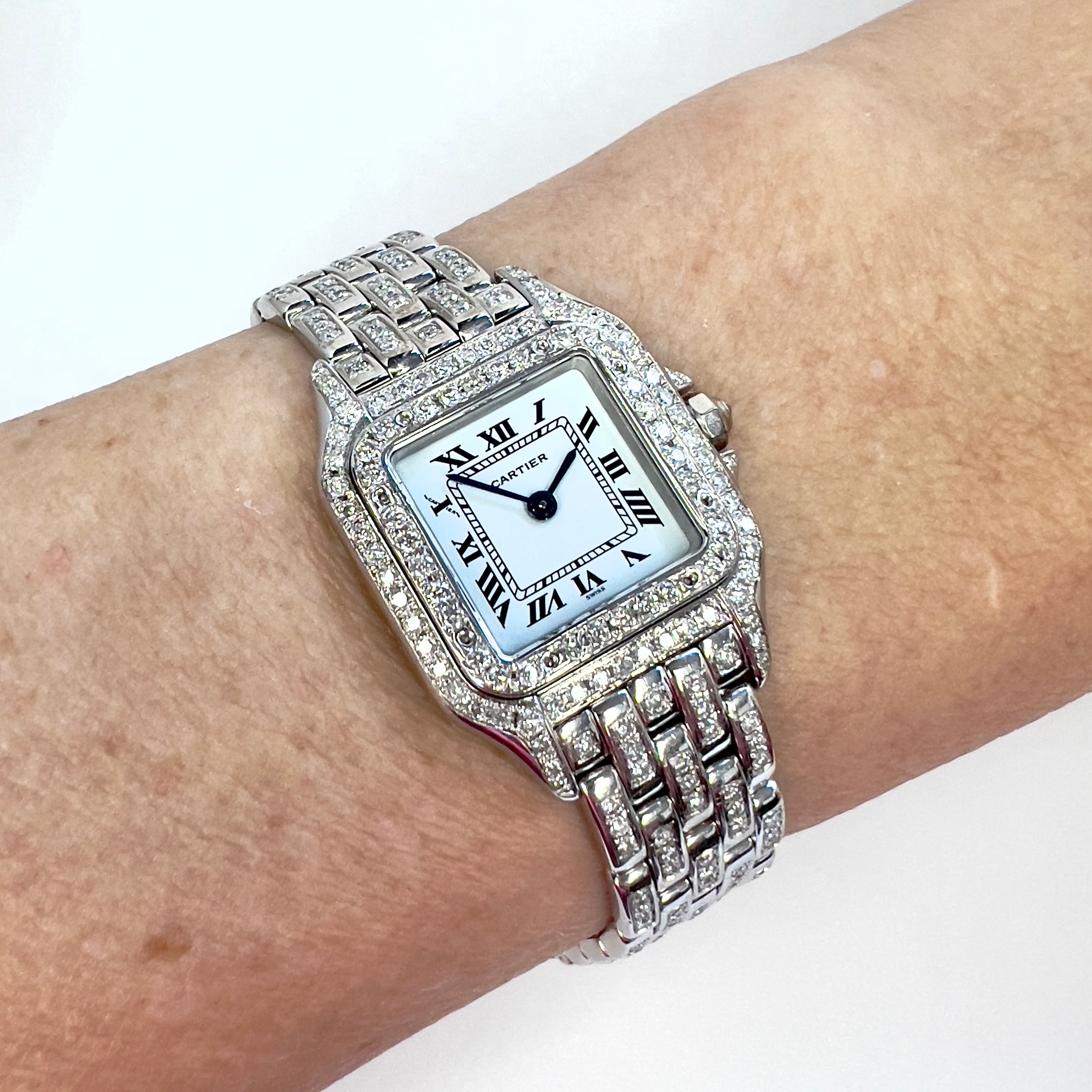 CARTIER PANTHERE Quartz 23mm 18K White Gold 3.5TCW Diamond Watch