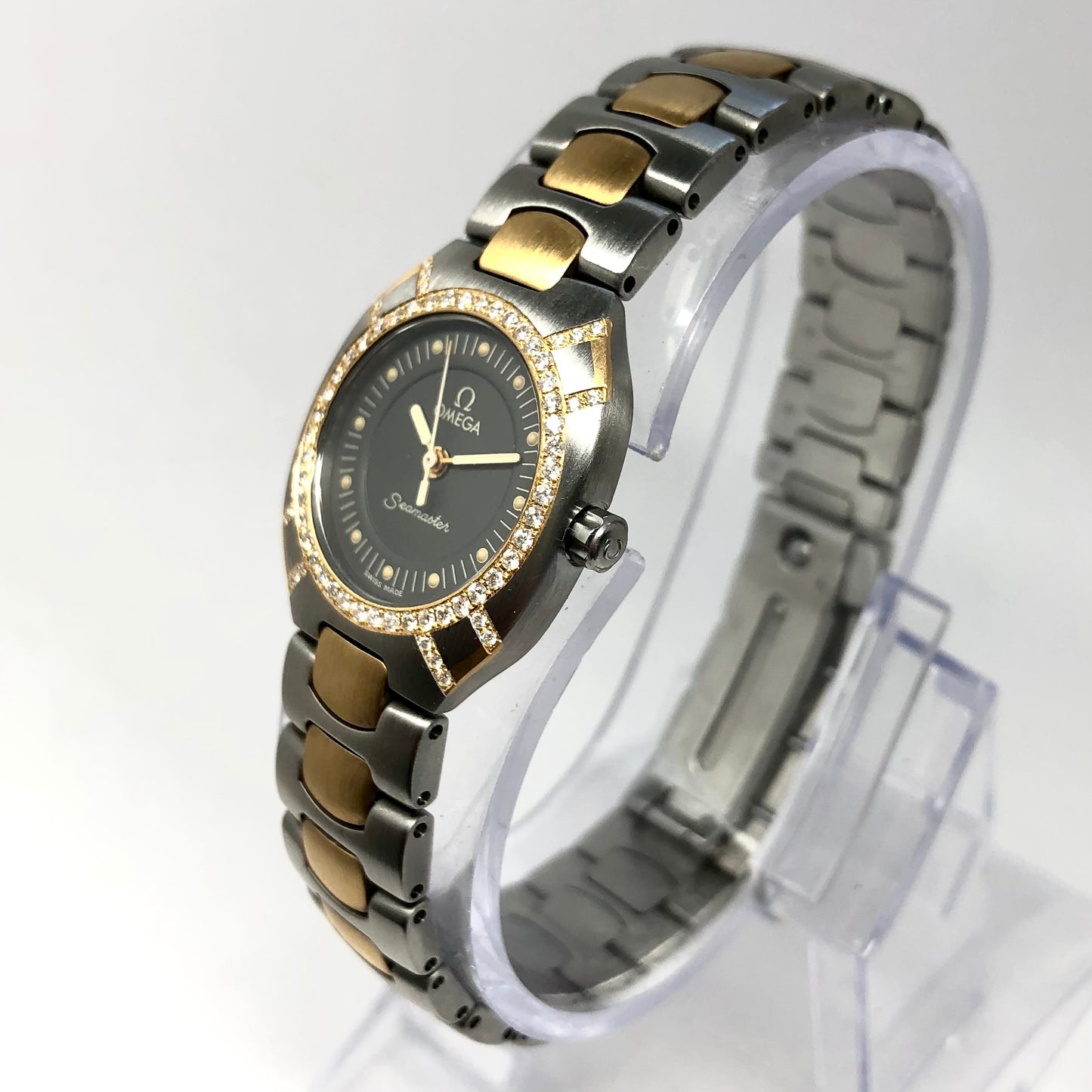 OMEGA SEMASTER POLARIS 2 Tone 23mm Ladies Watch ~0.5TCW Diamonds 