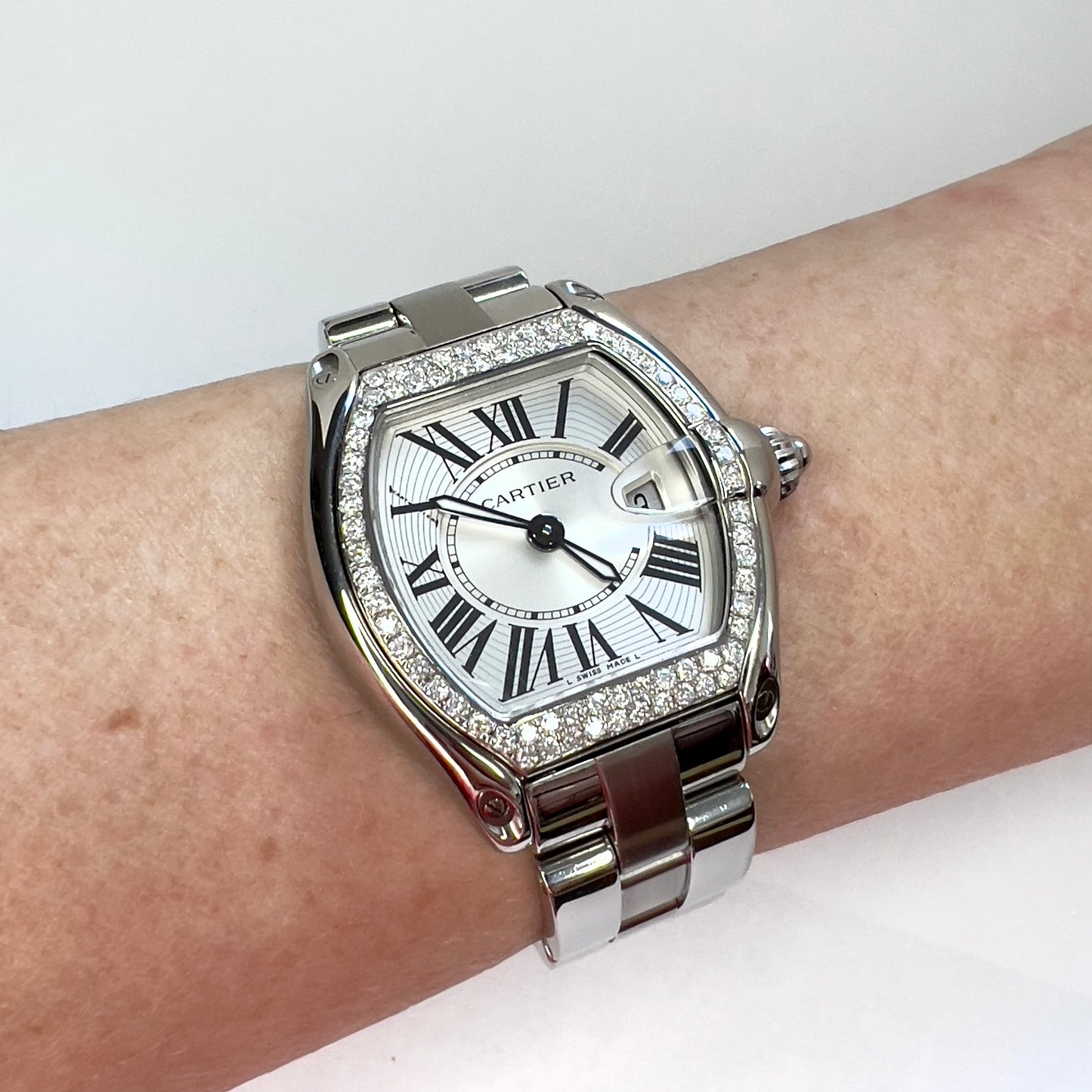 CARTIER ROADSTER Quartz 31mm Steel 0.75TCW DIAMOND Watch