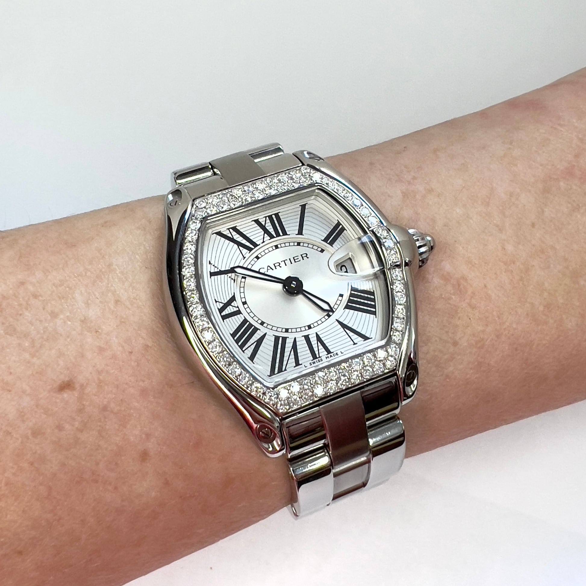 CARTIER ROADSTER Quartz 31mm Steel 0.75TCW DIAMOND Watch