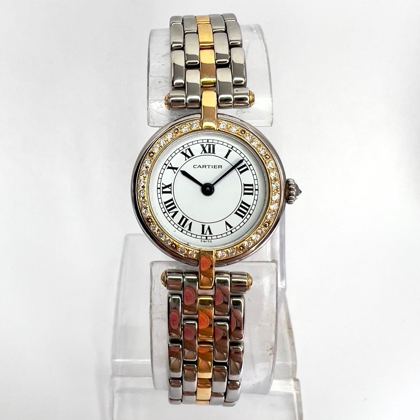 CARTIER PANTHERE VENDOME 24mm Quartz 1 Row Gold 0.30TCW Diamond Watch