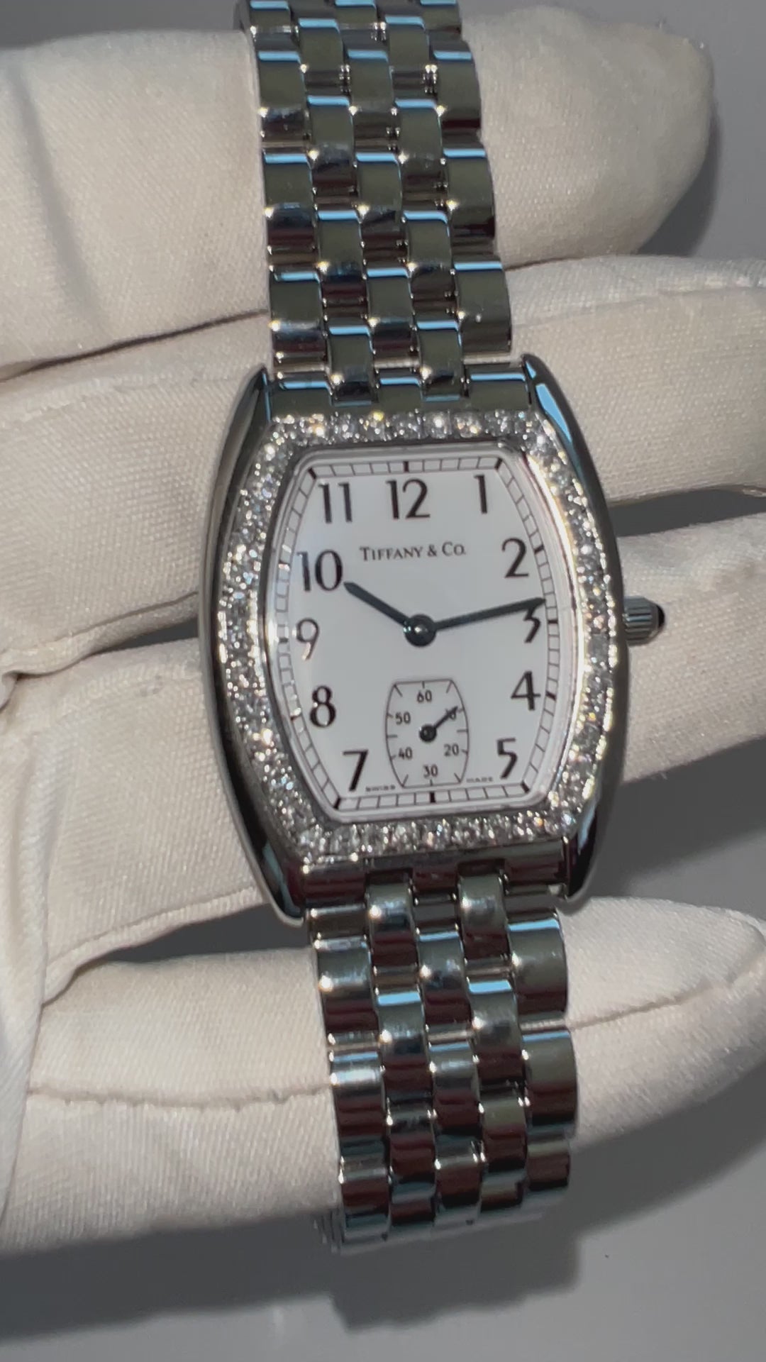 TIFFANY & Co. Tourneau Quartz 30mm Steel 0.86TCW DIAMOND Watch